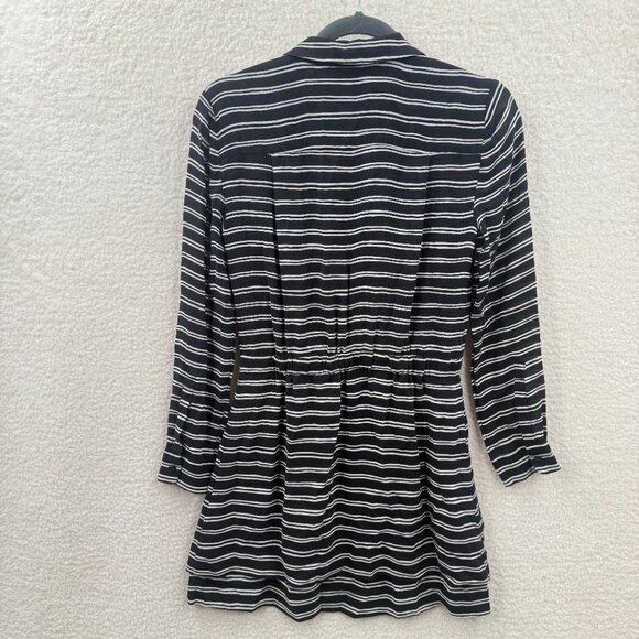 ALC Silk Striped Christopher drawstring dress black white Size 2 - Picture 2 of 14